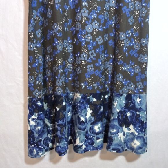 Lori Goldstein Logo Floral Blue Sleeveless Tunic Tank Vacation Casual Size Small - Picture 3 of 7